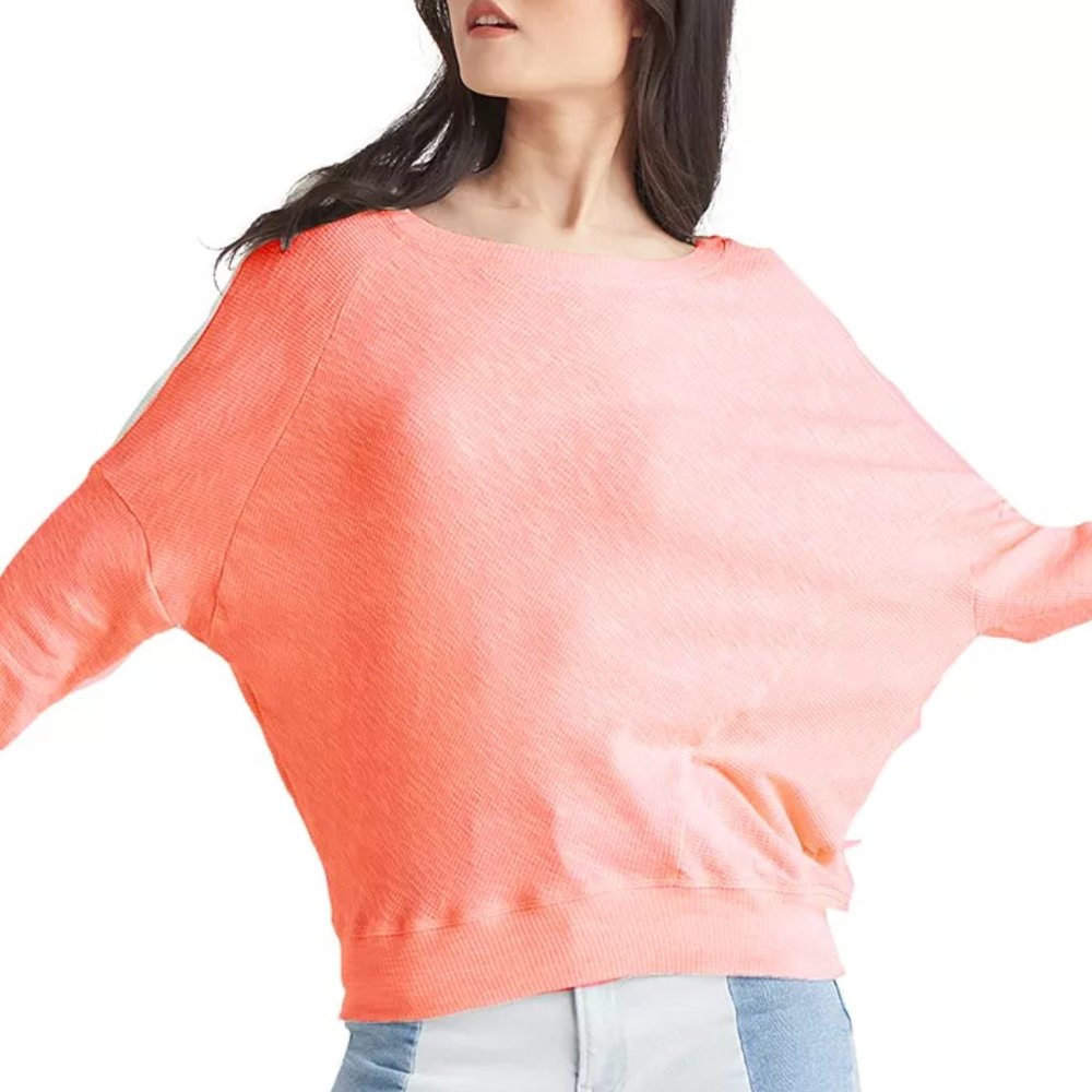 Black Tape Drop-Shoulder Top - Soft Heather Coral